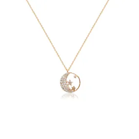 Moon & Star Cubic Zirconia Necklace