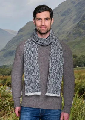 Mucros Donegal Scarf | Grey Herringbone