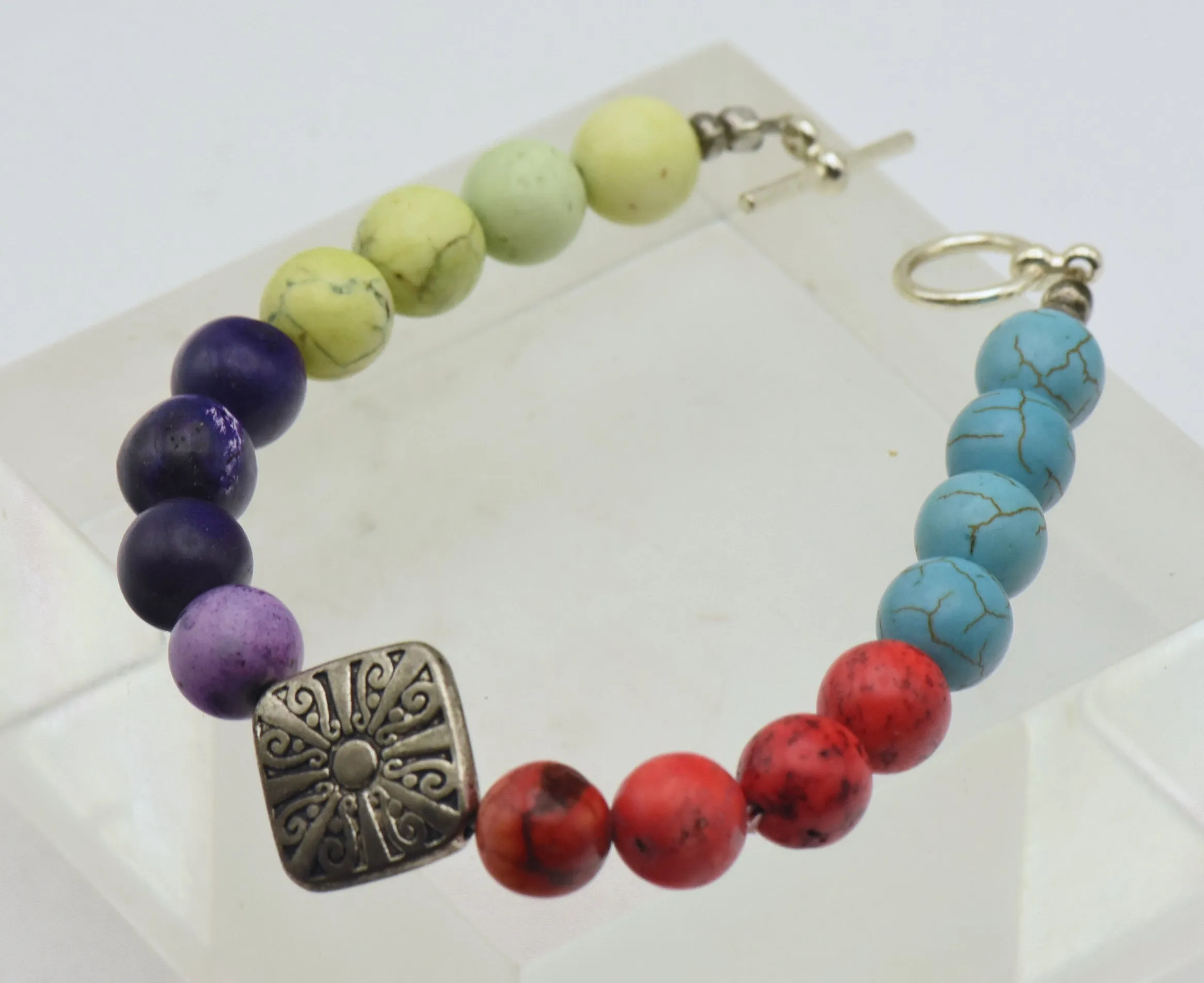 Multi-Color Dyed Stone Beaded Bracelet