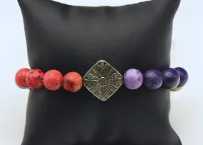 Multi-Color Dyed Stone Beaded Bracelet