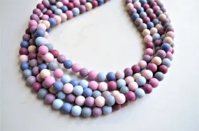 Multi Color Matte Acrylic Lucite Bead Chunky Multi Strand Statement Necklace - Alana