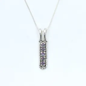 Mystic Topaz Pendant - Genuine Topaz Necklace - Purple Vertical Necklace