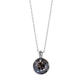 N7169 Topaz Rhodium Swarovski Round Dot Pendant Necklace