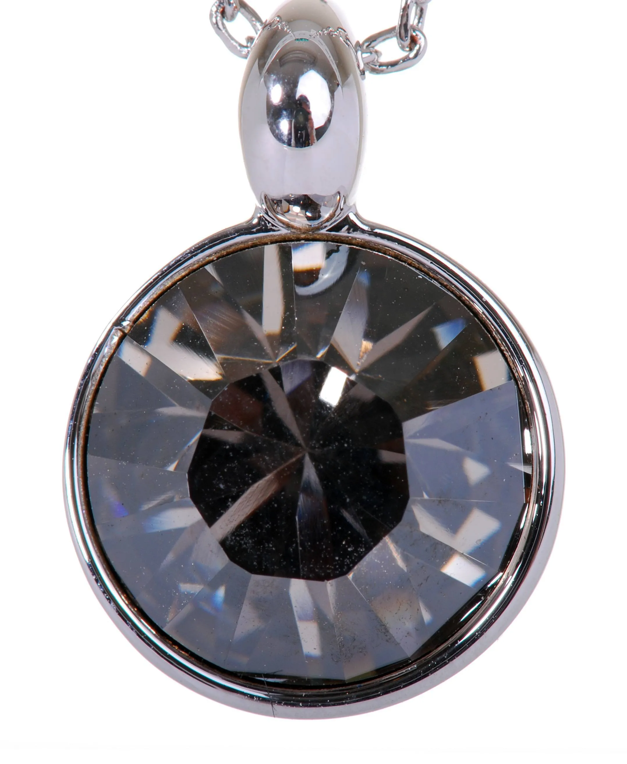 N7169 Topaz Rhodium Swarovski Round Dot Pendant Necklace