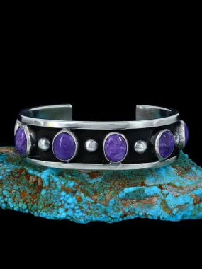 Native American Heavy Purple Charoite Cuff Bracelet