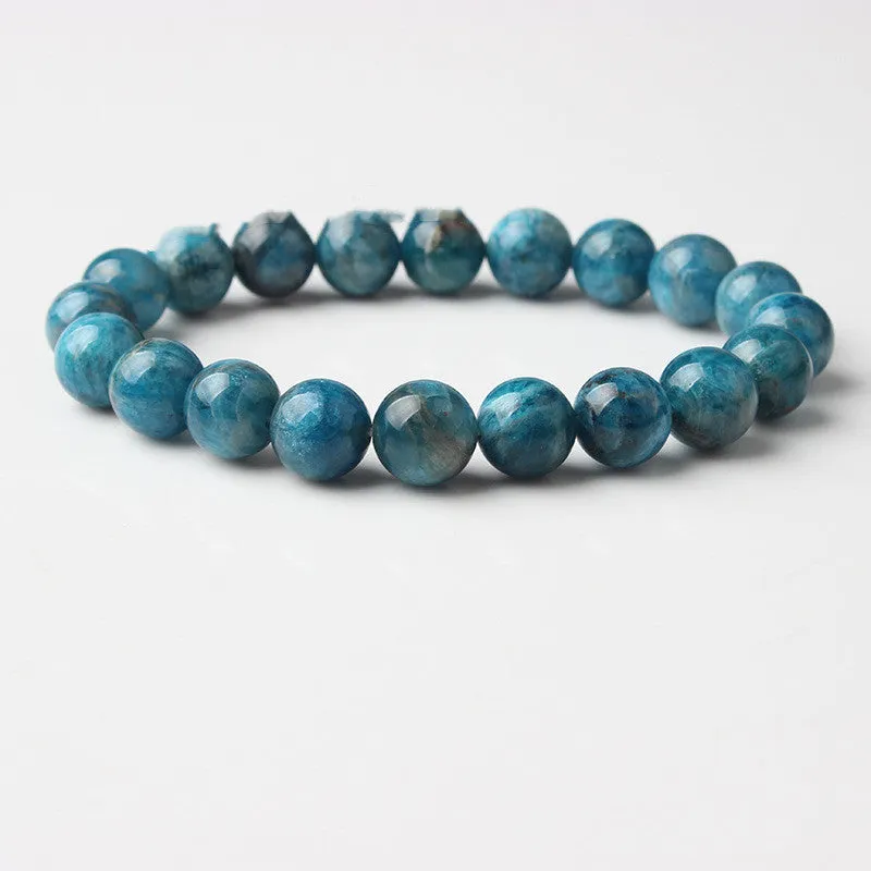 Natural Blue Apatite Bracelets Are Suitable For Men And Women To Wear Elastic Beaded Jewelry