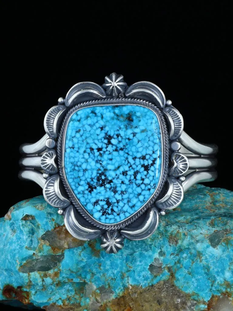 Navajo Natural Kingman Turquoise Sterling Silver Cuff Bracelet