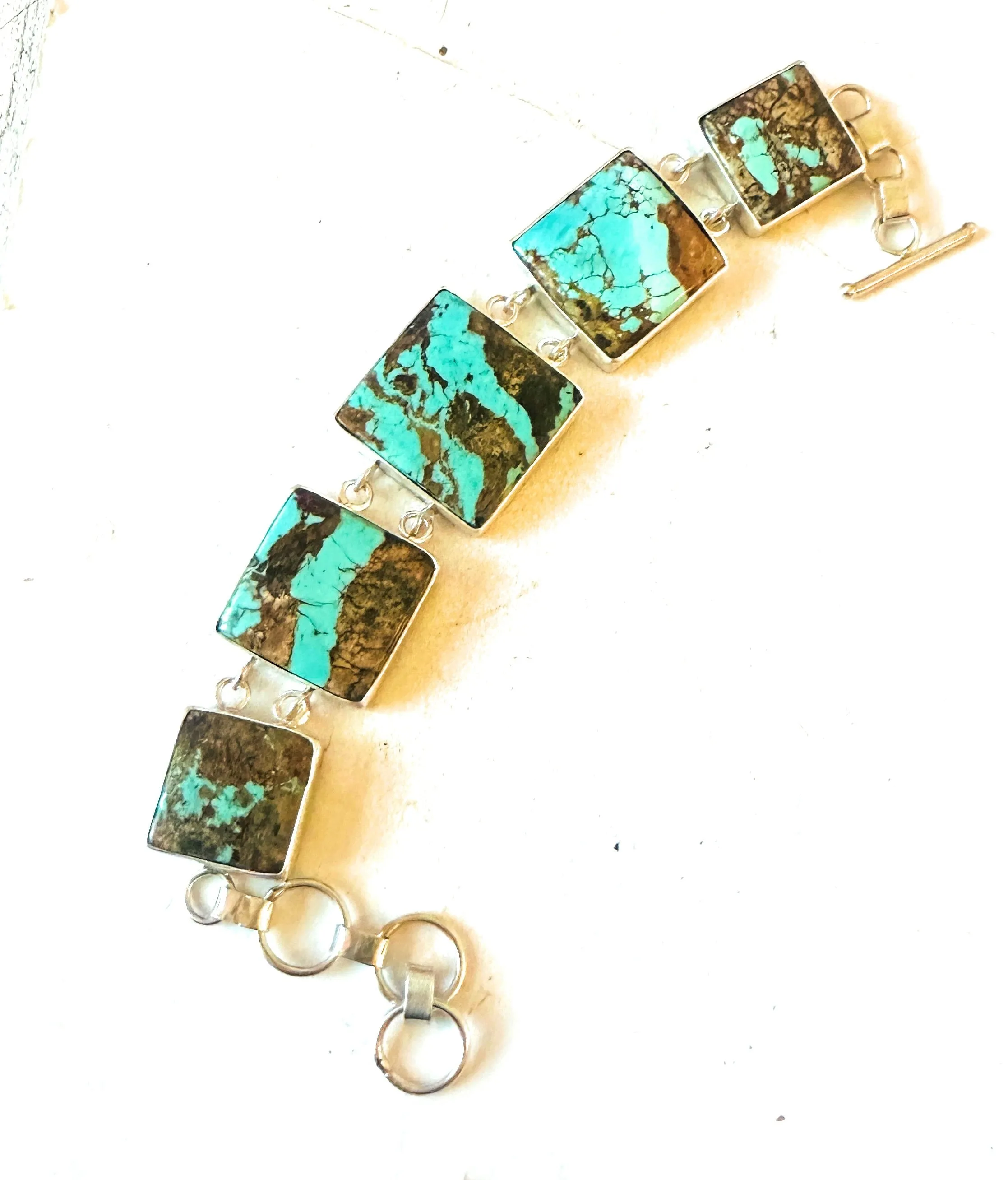 Navajo Number 8 Turquoise & Sterling Silver Link Bracelet