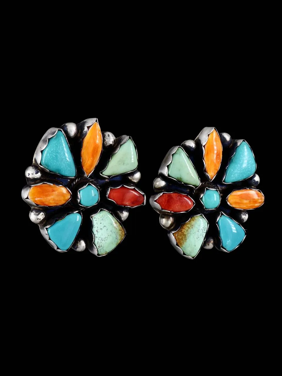 Navajo Spiny Oyster and Turquoise Post Earrings