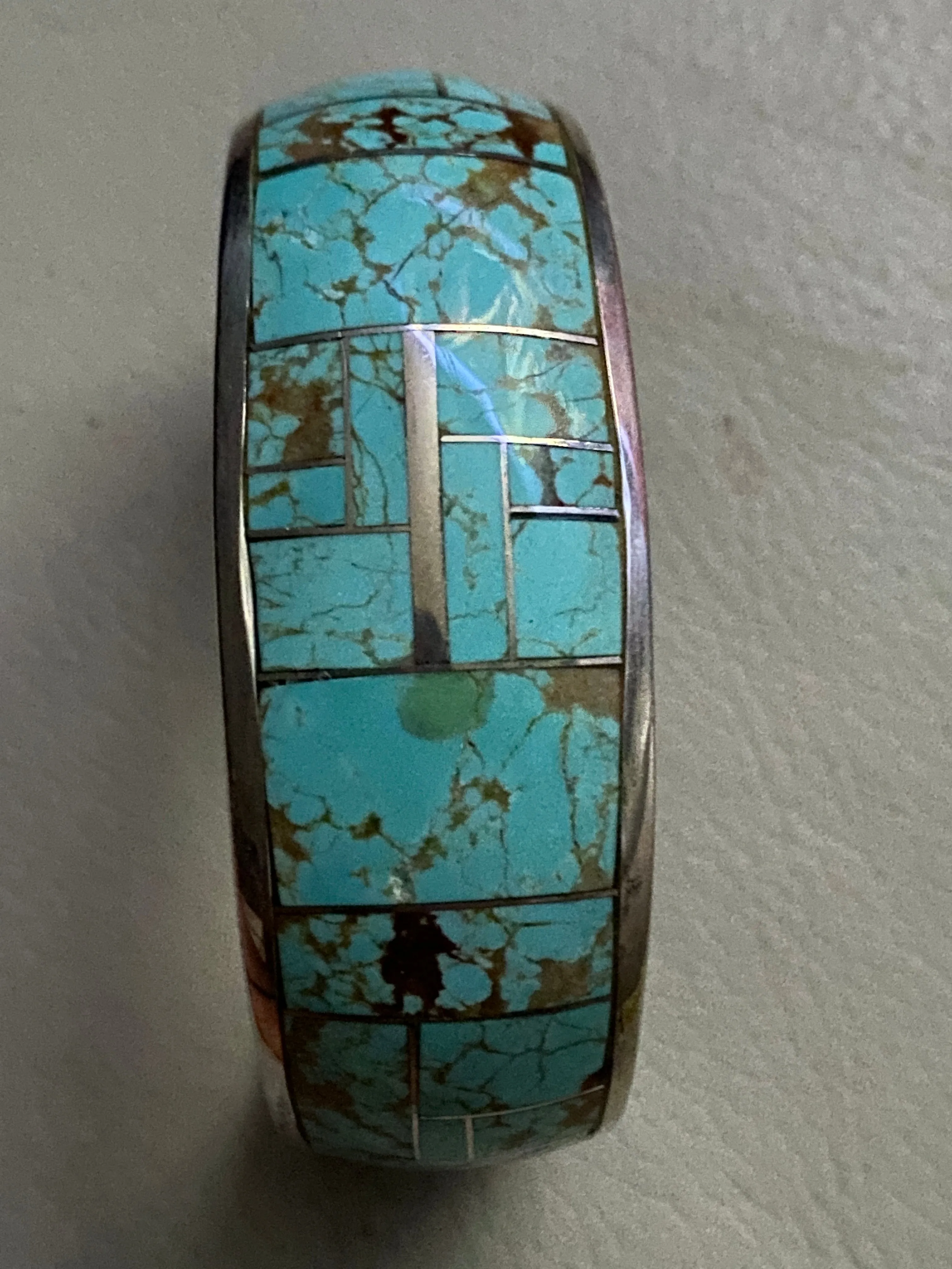 Navajo Turquoise 8 & Sterling silver 7/8” Wide Cuff Bracelet