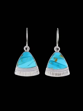 Navajo Turquoise Sterling Silver Cobblestone Inlay Earrings