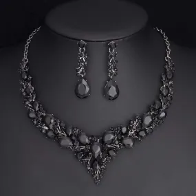 Necklace bridal crystal accessories necklace earrings two-piece Set