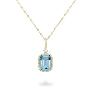 Necklace with Sky Blue Topaz and Diamonds