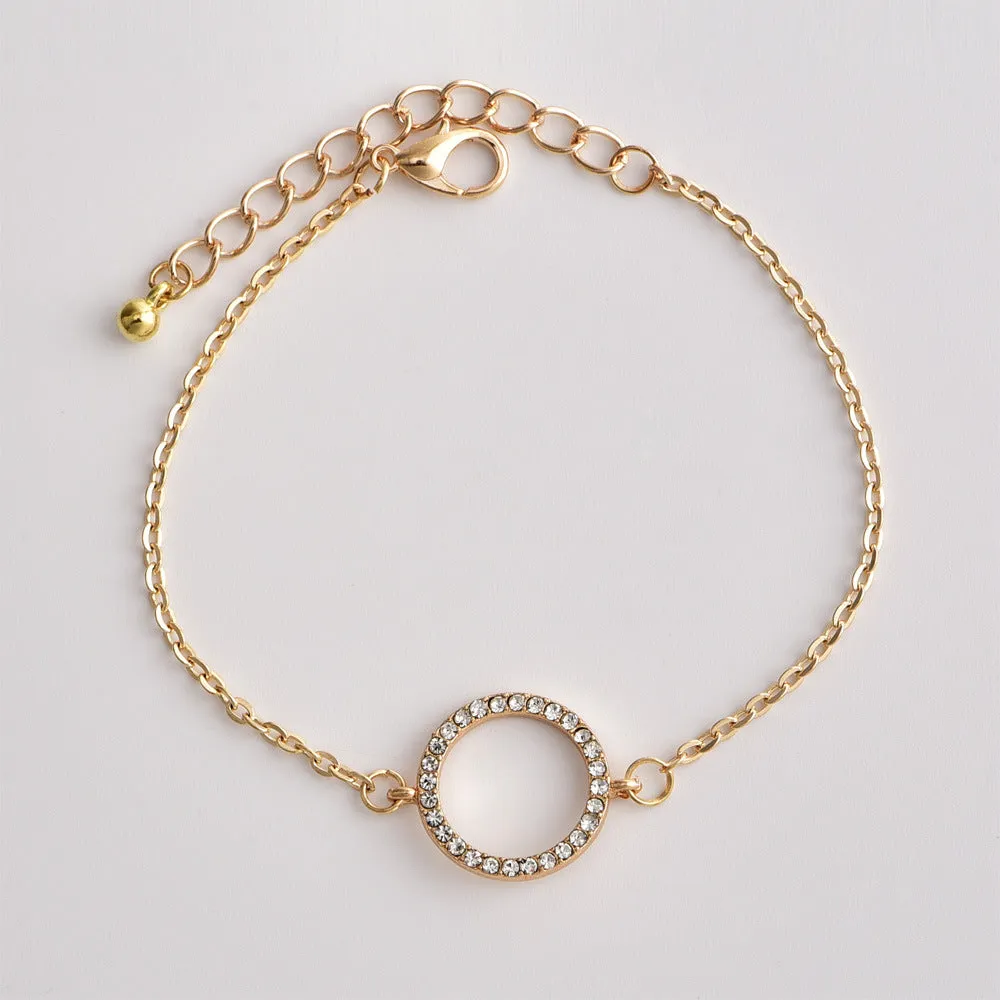 New Fashion Popular Bracelet Personality Leaf Circle Crystal Bracelet and Bracelet Combination Bracelet for Women