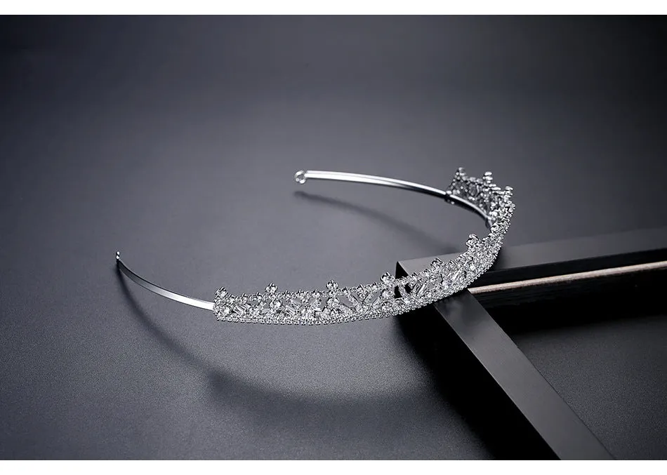 New Simple Cubic Zirconia Wedding Tiaras for Bridal,Women Hair Jewelry