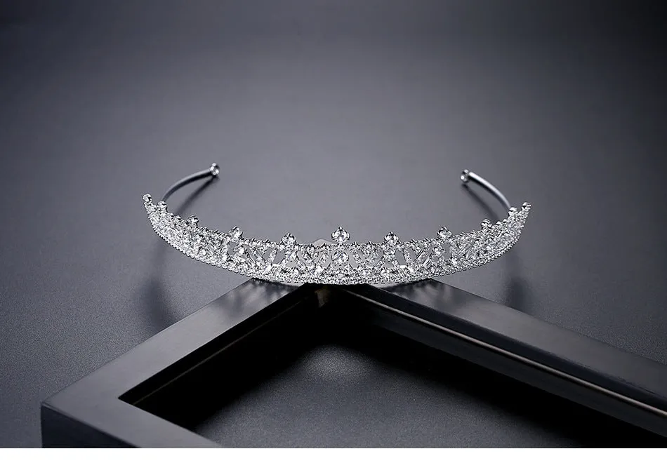 New Simple Cubic Zirconia Wedding Tiaras for Bridal,Women Hair Jewelry