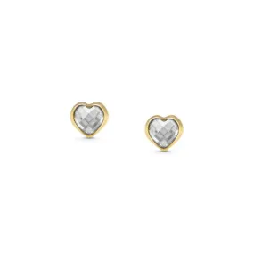 Nomination Heart Facet YG Stud Earrings White Syn. Turquoise