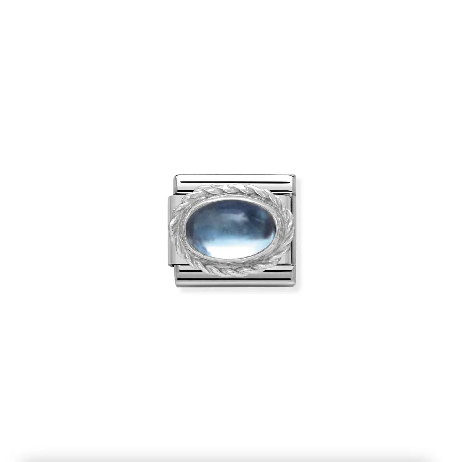 Nomination - Link Oval Stone Braided Setting 925 Sterling Silver LIGHT BLUE TOPAZ