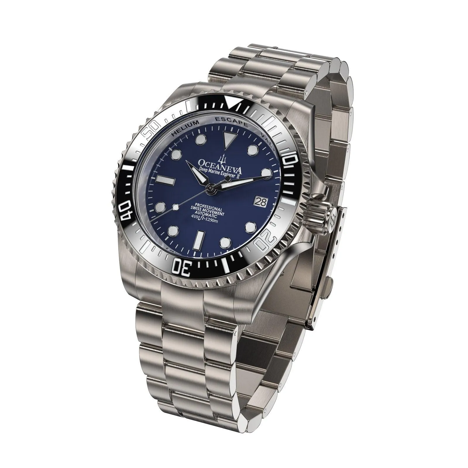 Oceaneva Men's Deep Marine Explorer II 1250M Titanium Watch Navy Blue