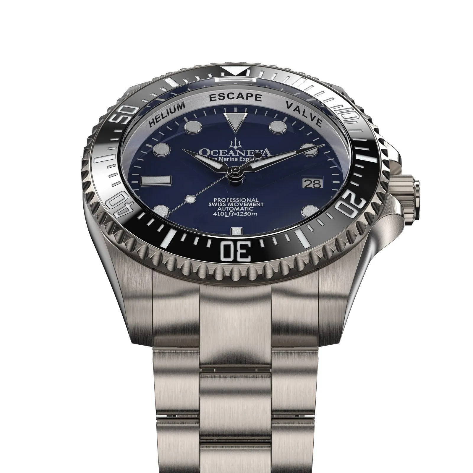 Oceaneva Men's Deep Marine Explorer II 1250M Titanium Watch Navy Blue