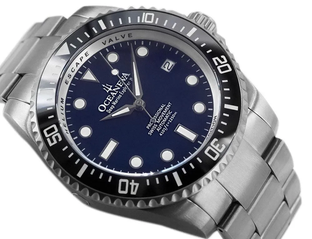 Oceaneva Men's Deep Marine Explorer II 1250M Titanium Watch Navy Blue