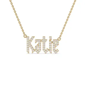 Old English Diamond Name Necklace