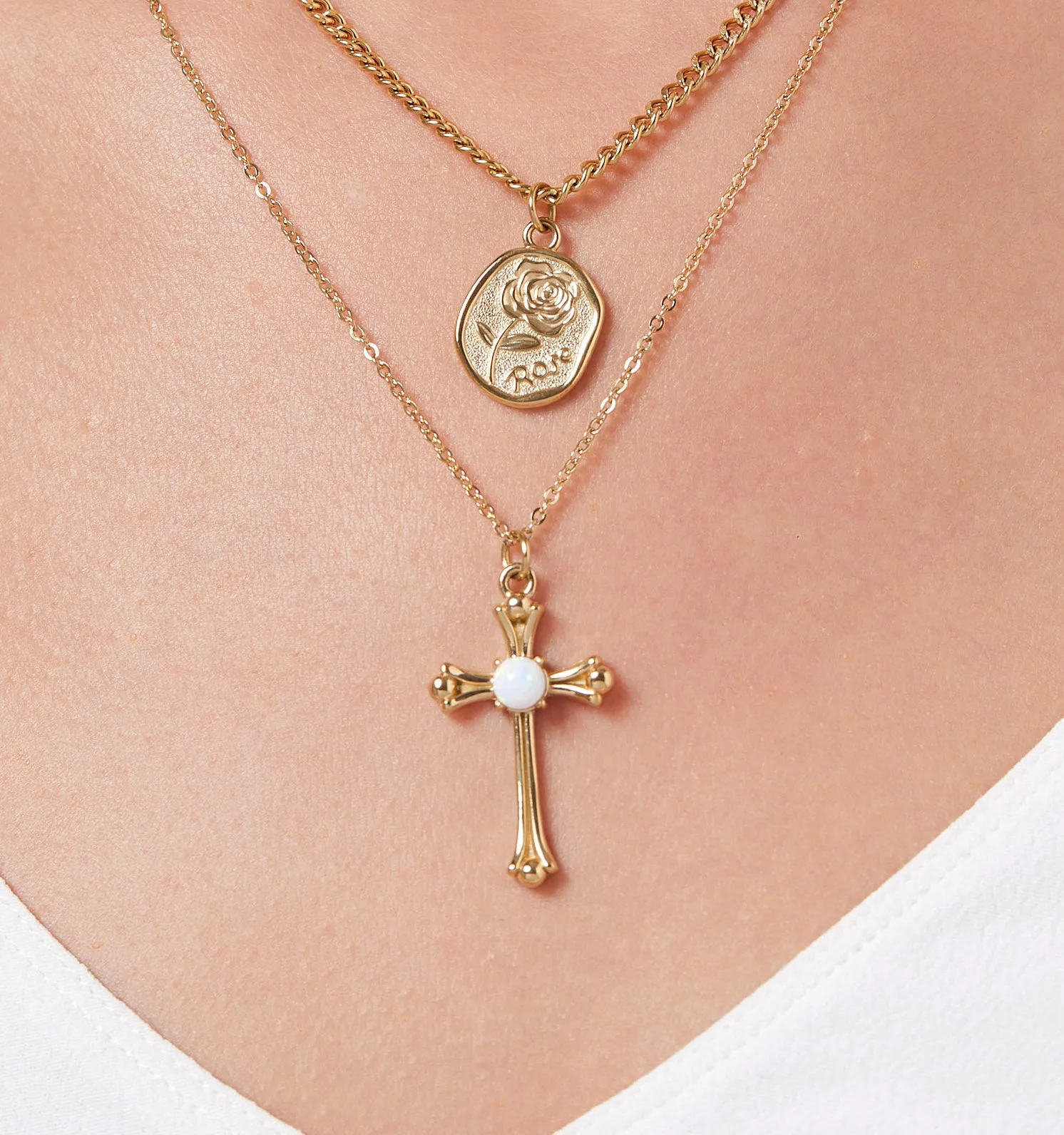 Opal Cross Necklace