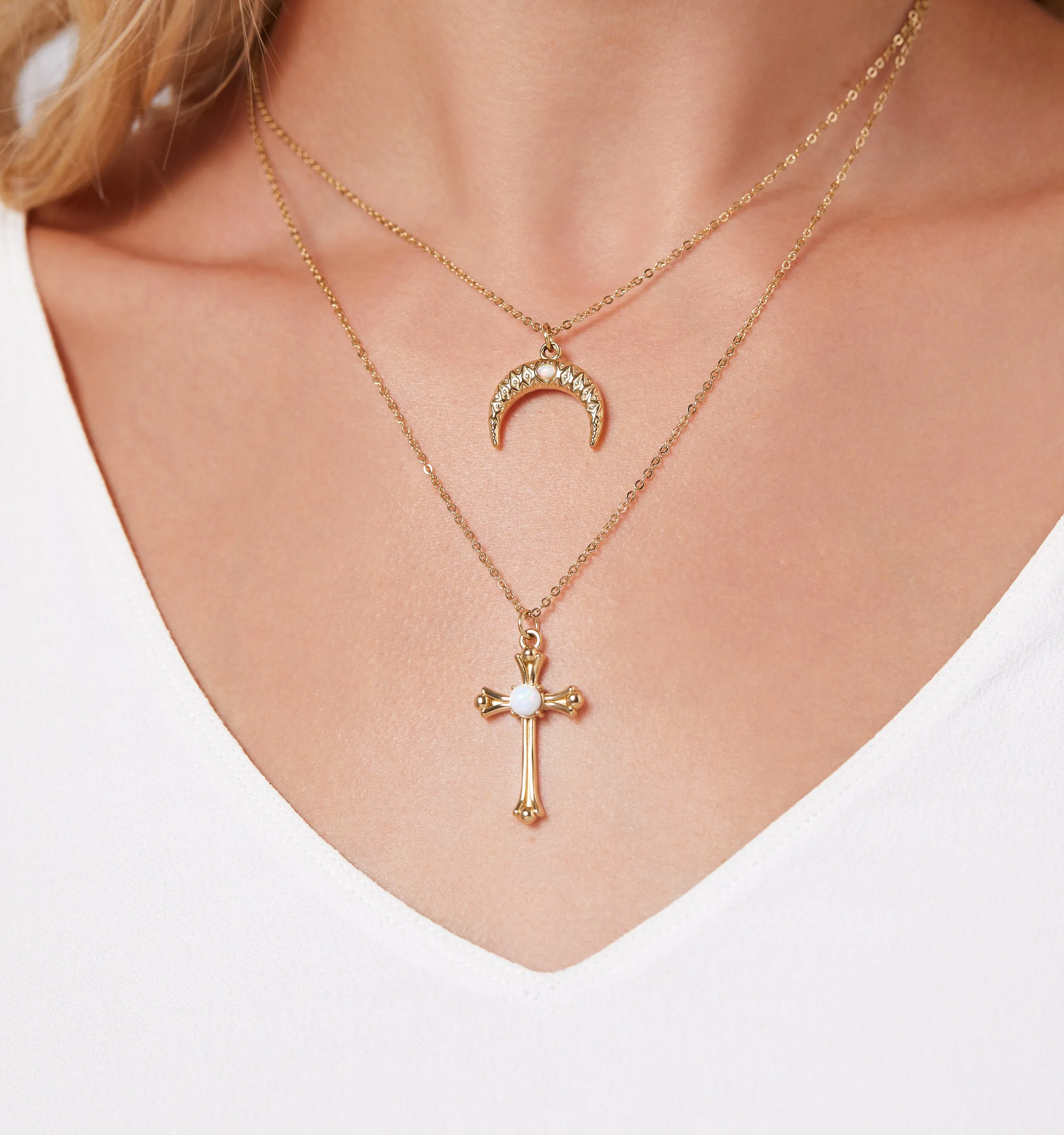 Opal Cross Necklace