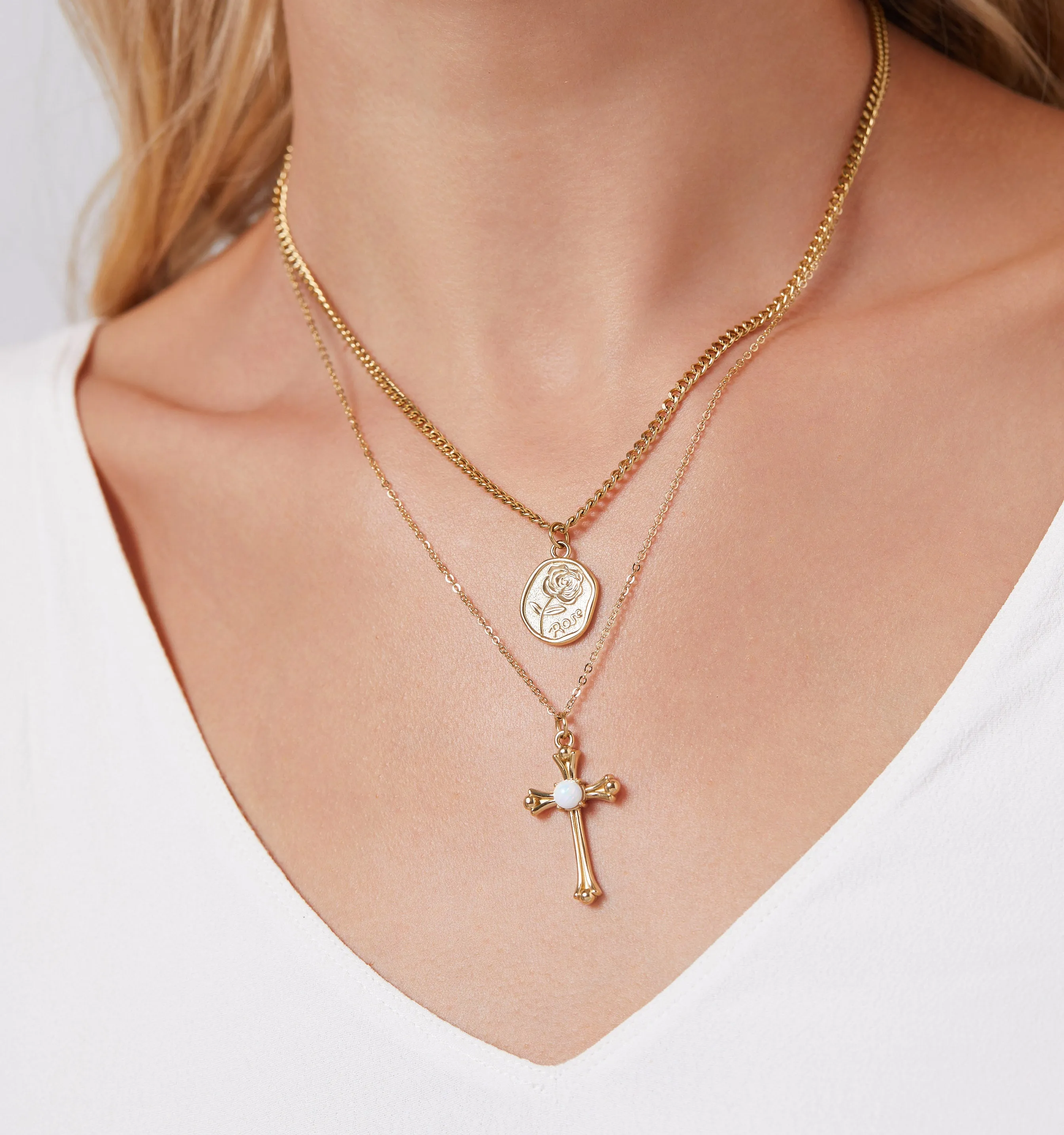 Opal Cross Necklace