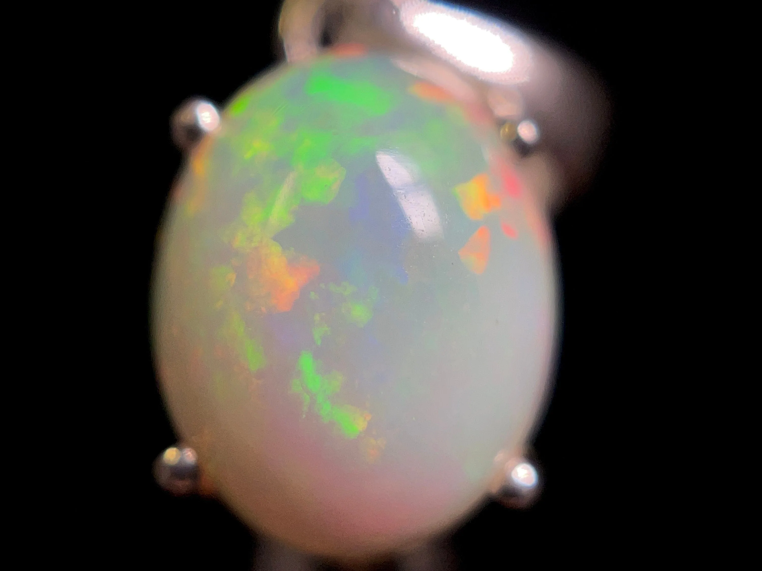 OPAL Pendant - Sterling Silver, 8x10mm Oval Cabochon - Birthstone Jewelry, Opal Cabochon Necklace, Welo Opal, 49074