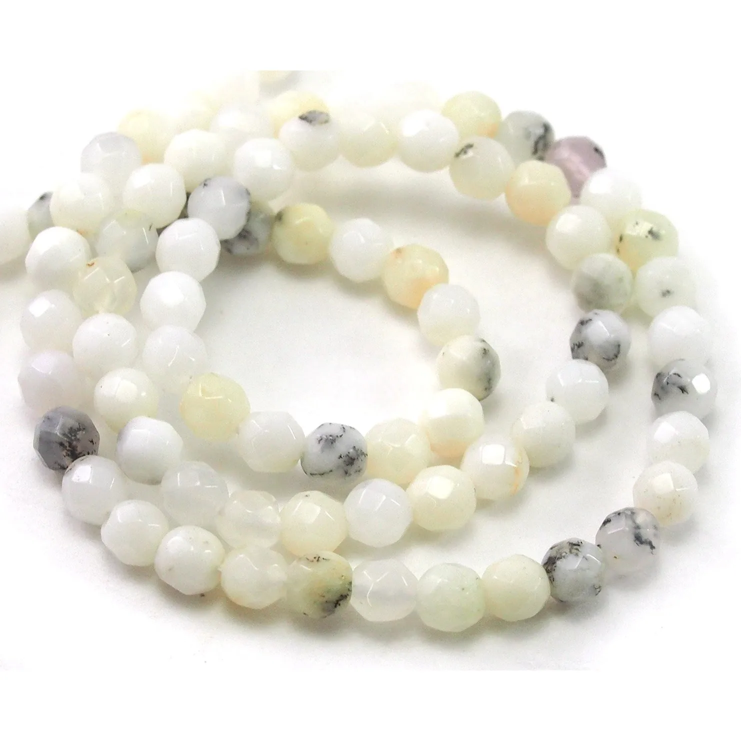 Opal White Faceted Rounds 4mm Strand