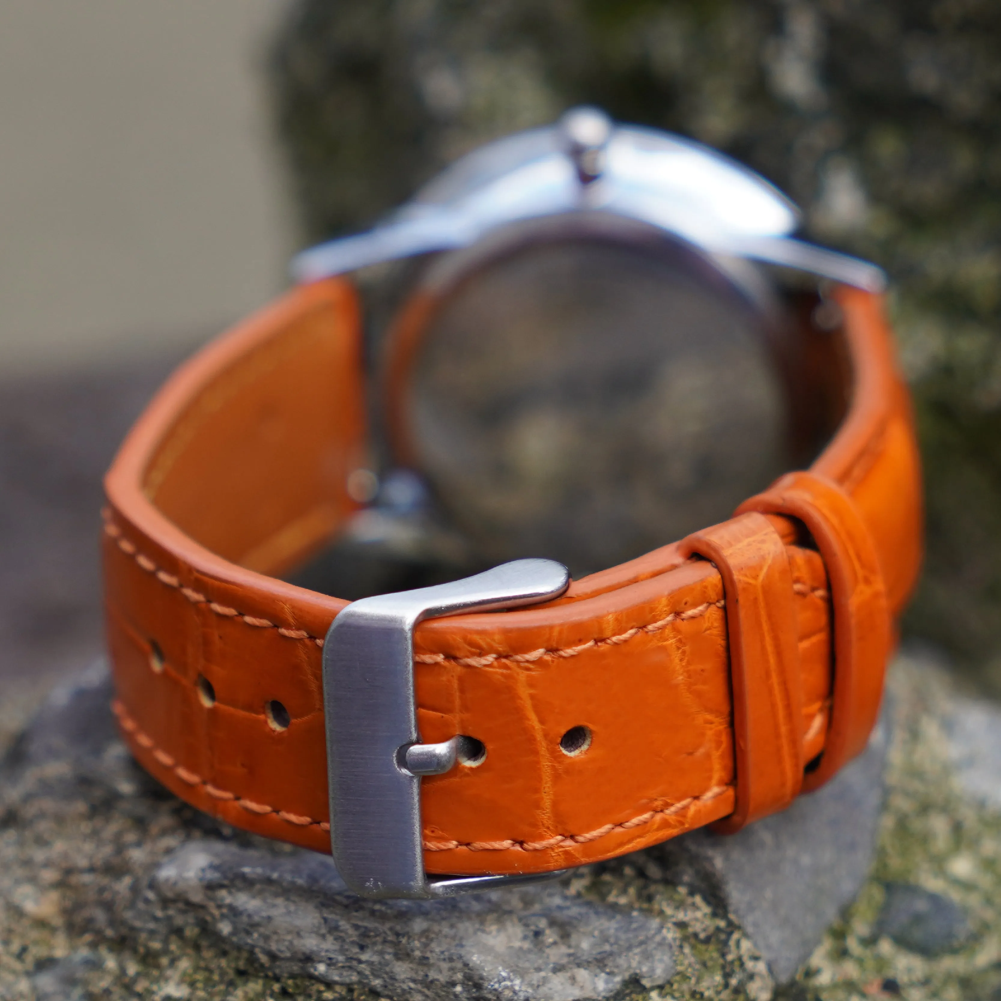 Orange Carrot Alligator Leather Watch Band