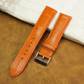 Orange Carrot Alligator Leather Watch Band