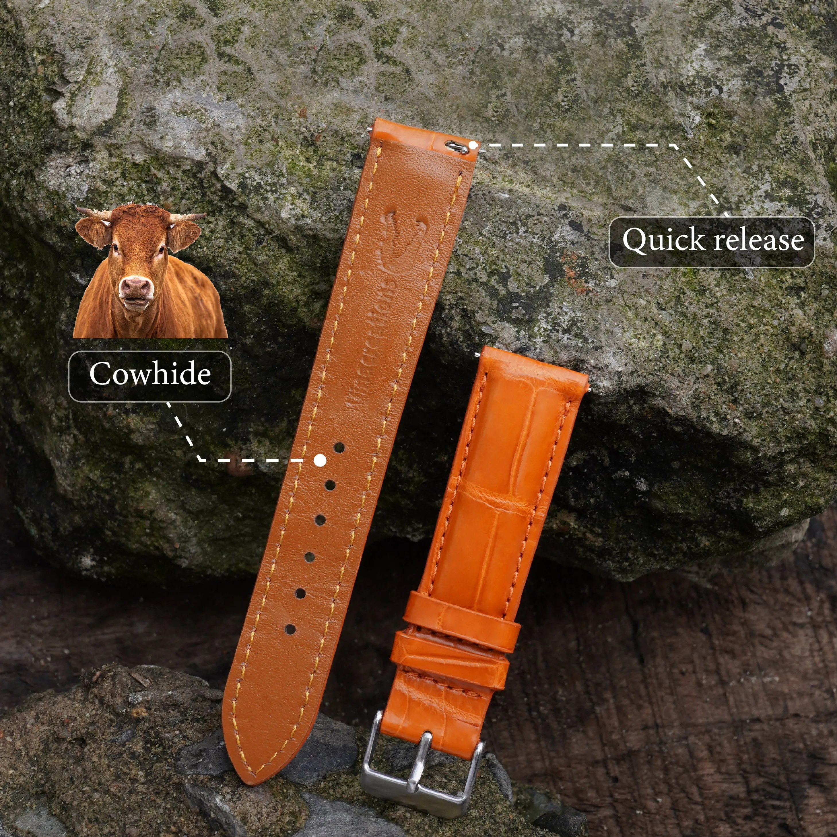 Orange Carrot Alligator Leather Watch Band