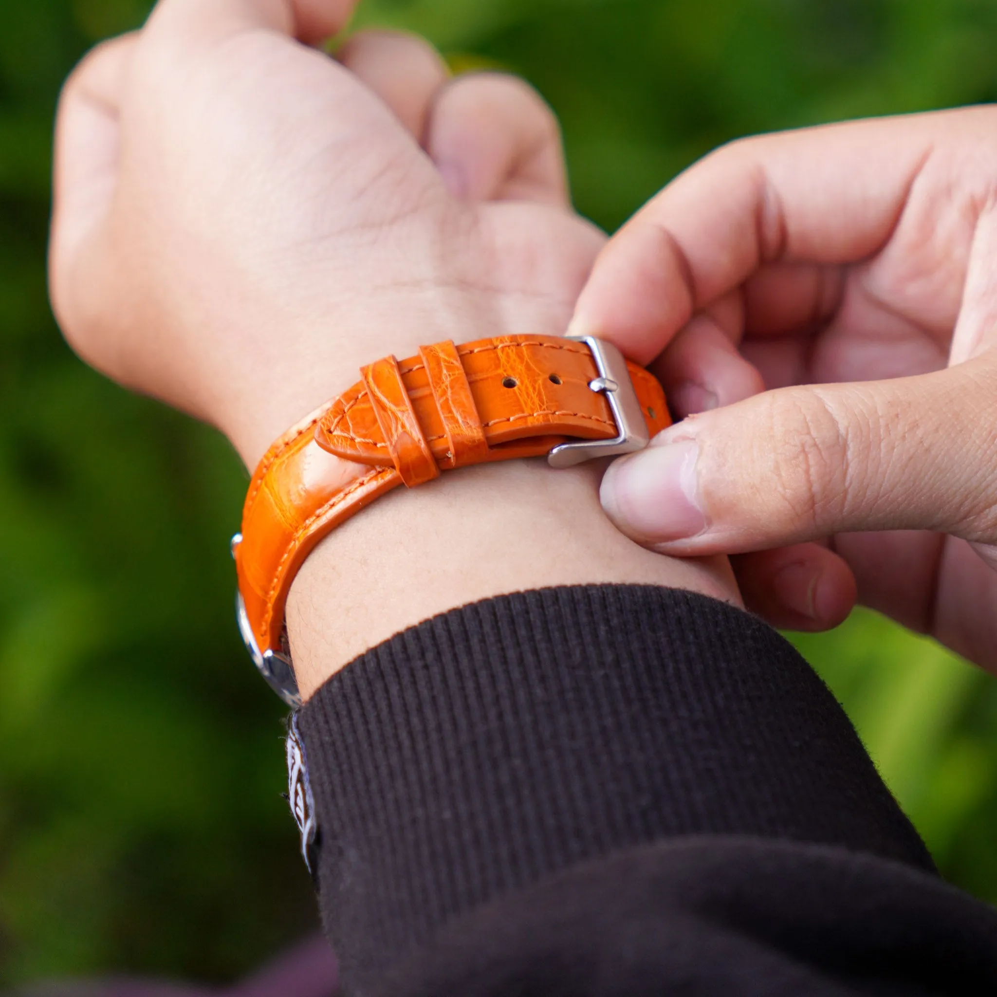 Orange Carrot Alligator Leather Watch Band