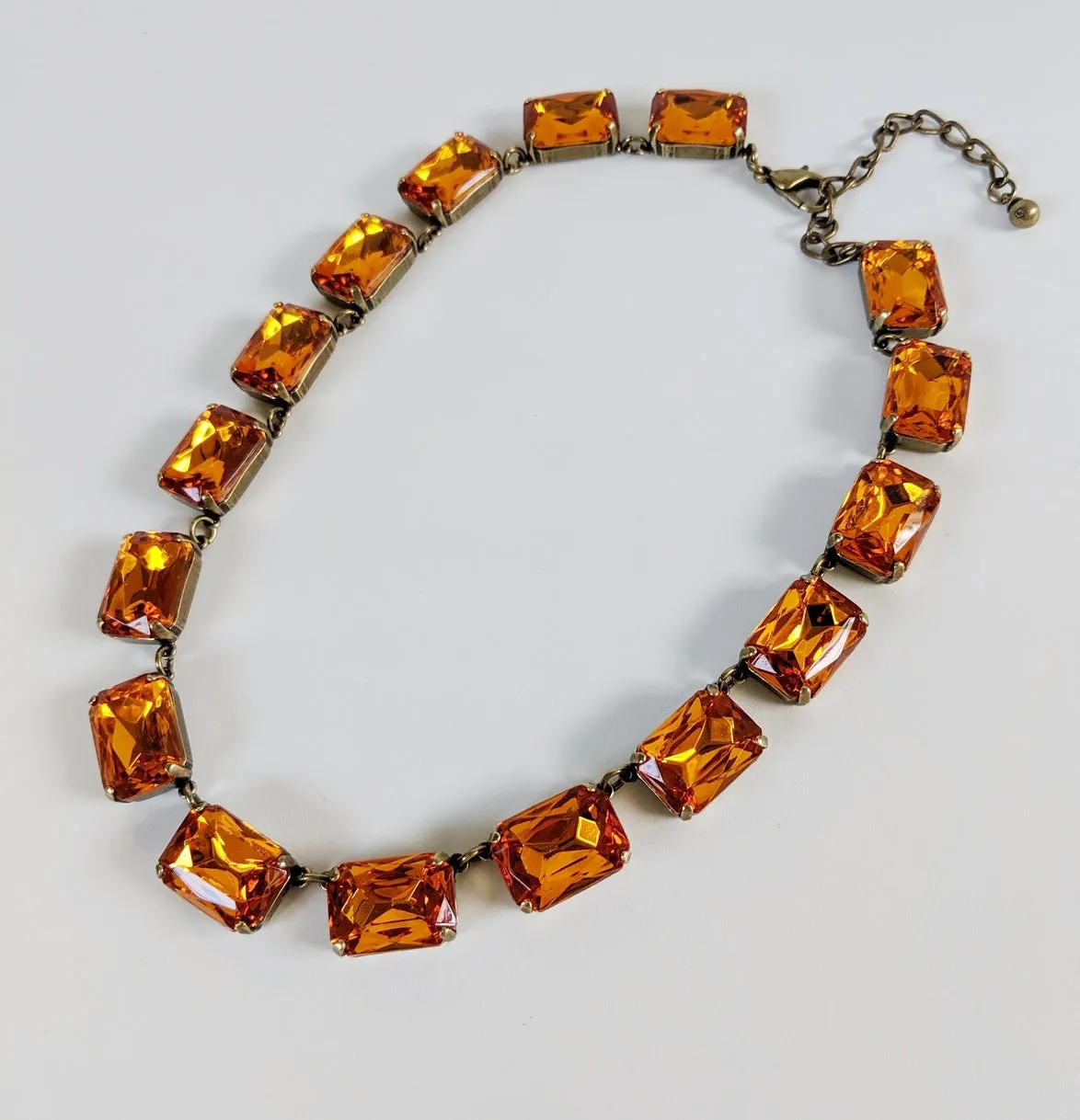 Orange Topaz Collet Necklace - Large Octagon