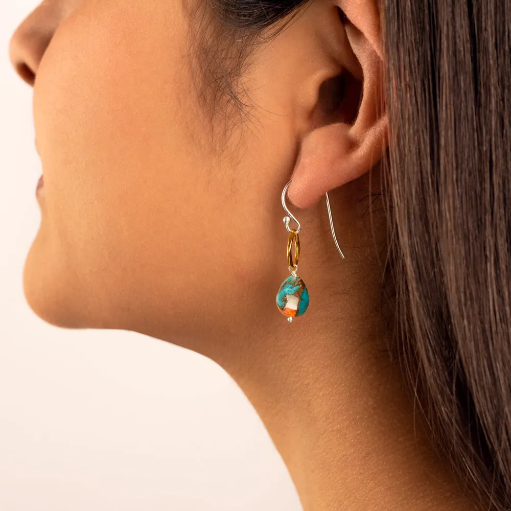 Orbit Earrings in Spiny Oyster Turquoise