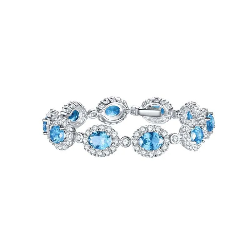 Oval Natural Blue Topaz Beading Bracelet