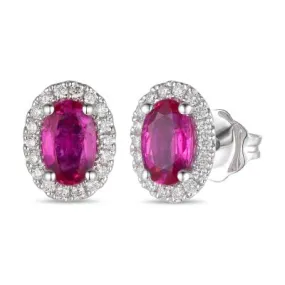 Passion Ruby With Diamond Halo Le Vian Stud Earrings