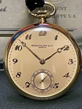 Patek Philippe Pocket Watch Rare 18k Gold Breguet Numeral 1941 with Paper