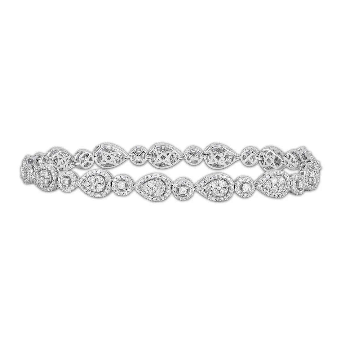 Pear Halo Alternate Link Bracelet with 3.00ct of Diamonds in 9ct White Gold