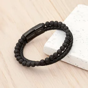 Personalised Men's Woven Duo Black Bracelet