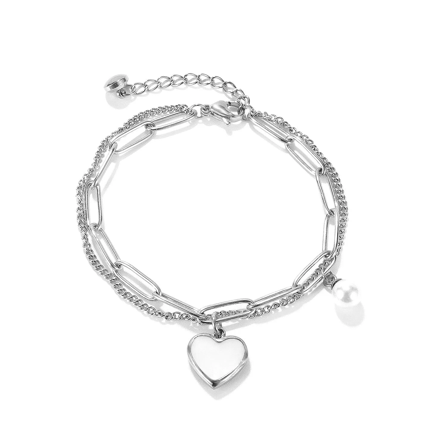 Personality Double Layer  Heart   Bracelet