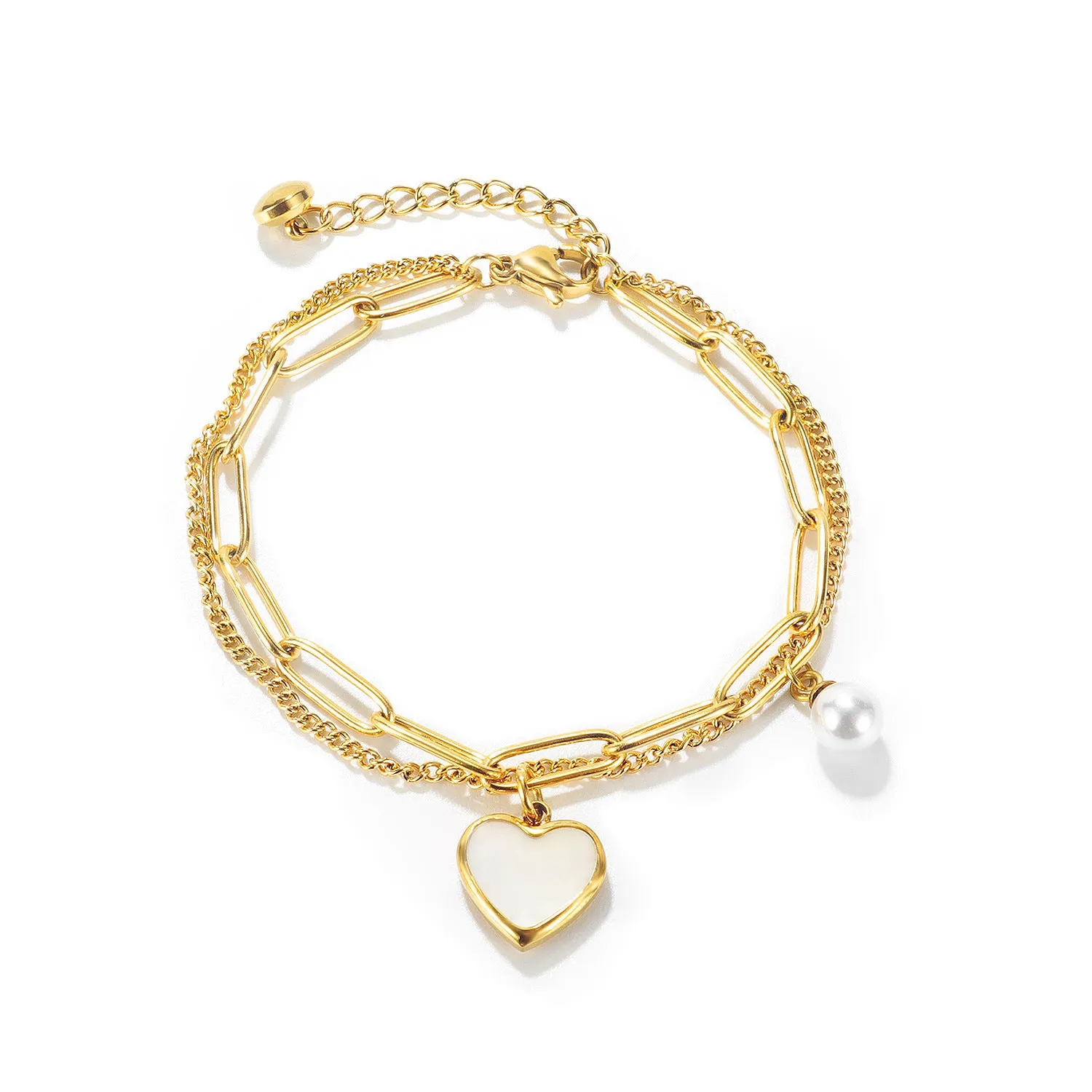 Personality Double Layer  Heart   Bracelet