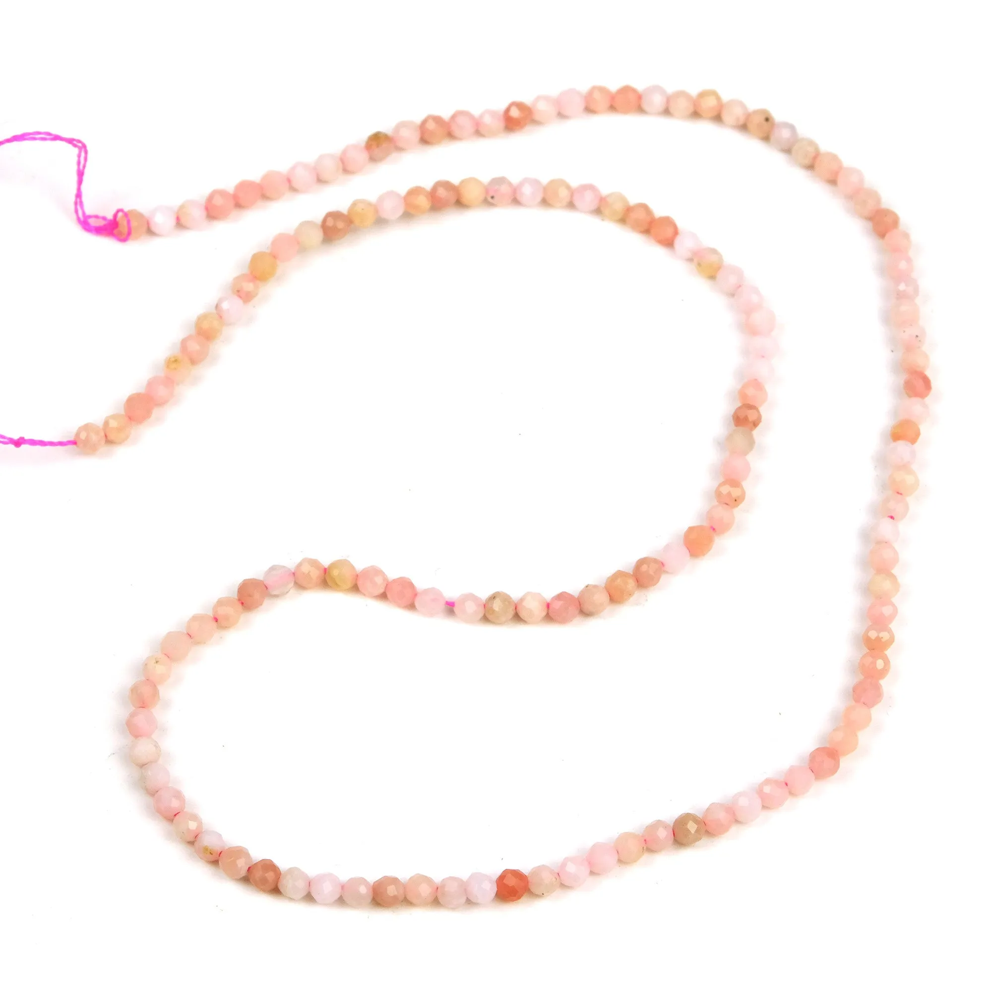 Pink Opal 3mm Faceted Rounds Strand