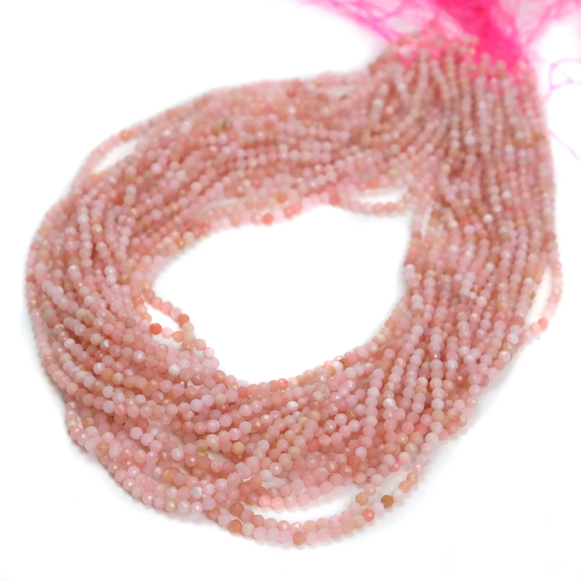 Pink Opal 3mm Faceted Rounds Strand