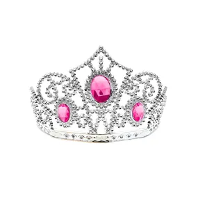 Pink Plastic Jeweled Tiara, 1 Count