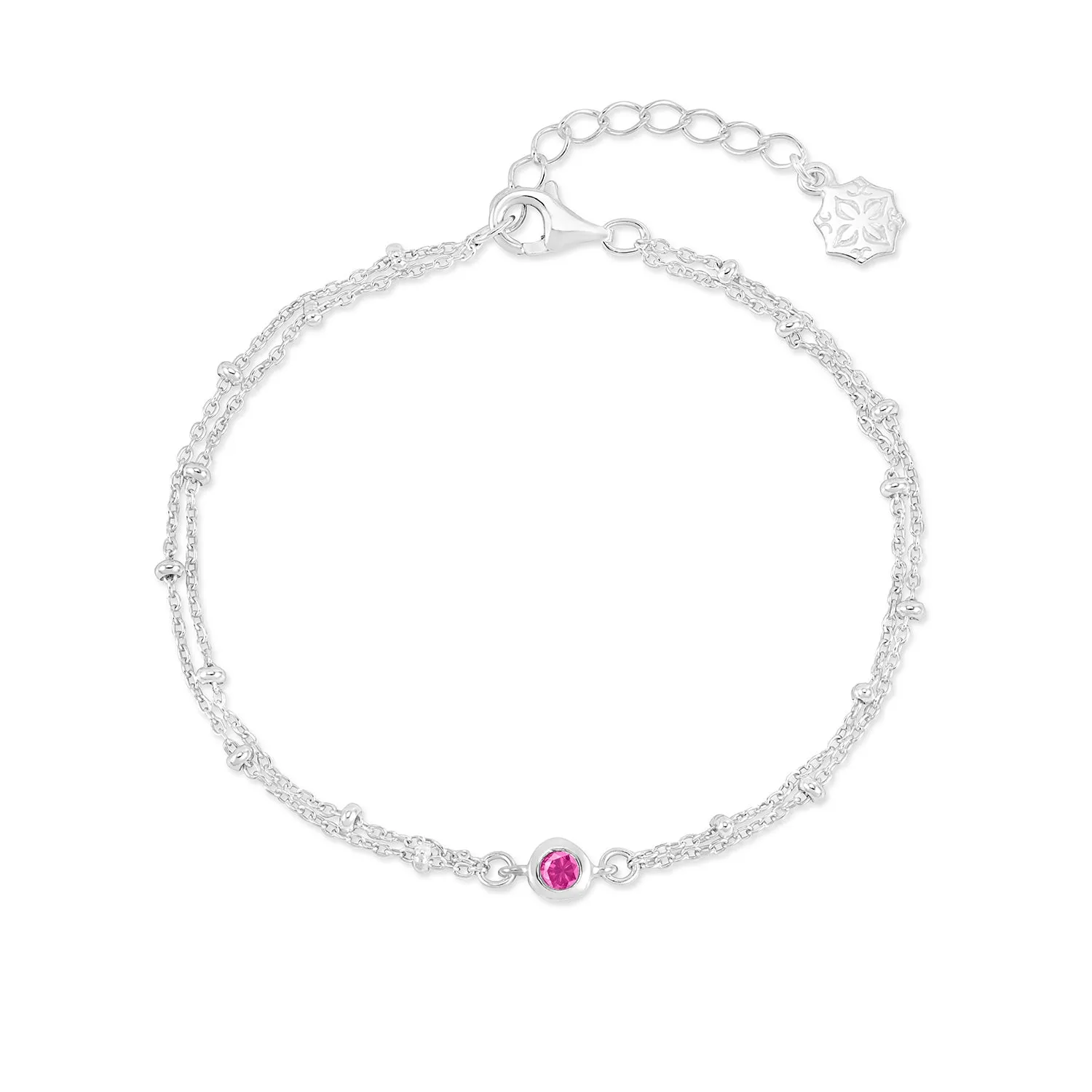 Pink Topaz Dewdrop Double Chain Bracelet