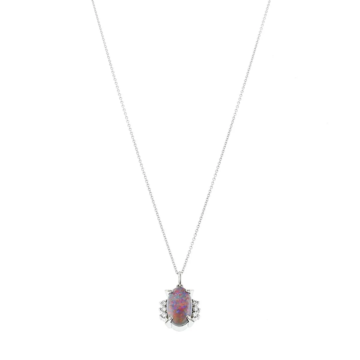 Platinum Australian Black Opal and Diamond Pendant