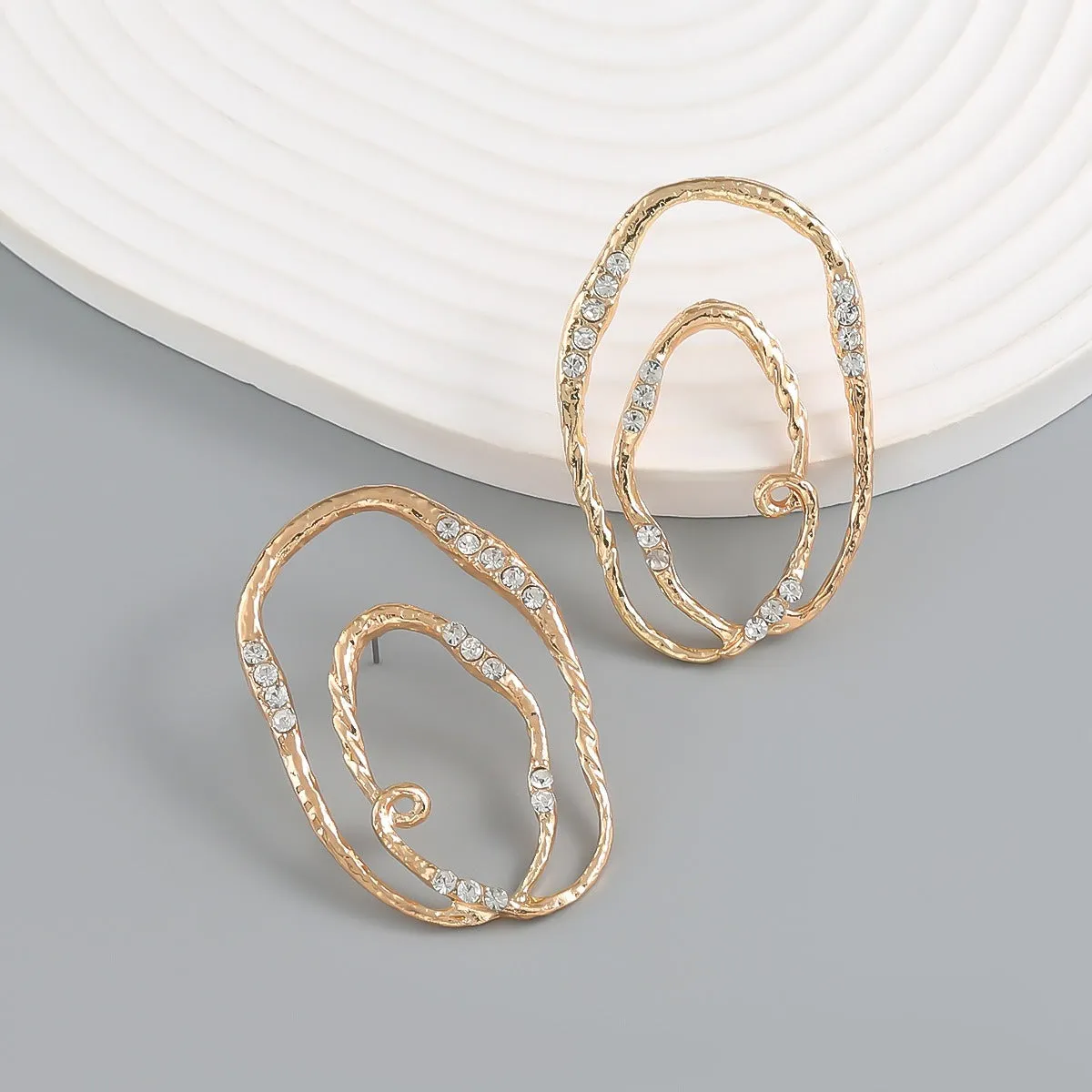 Pre Order:  Alloy Multi-Layer Elliptical Exaggerated Earrings